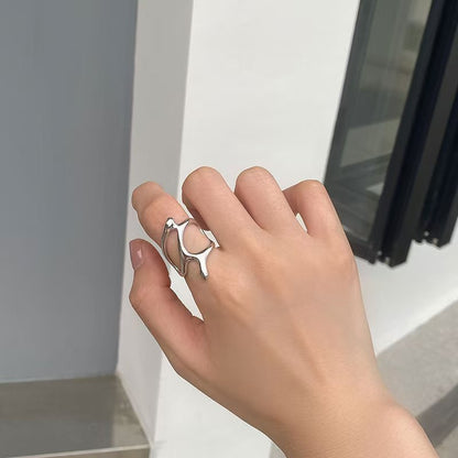 Hollow Geometric Irregular Open Knuckle Ring
