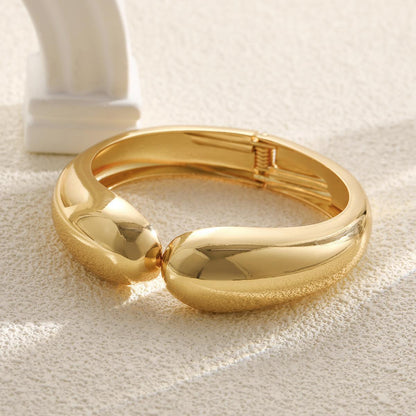 Polished Alloy Teardrop Coil Open Cuff Bracelet
