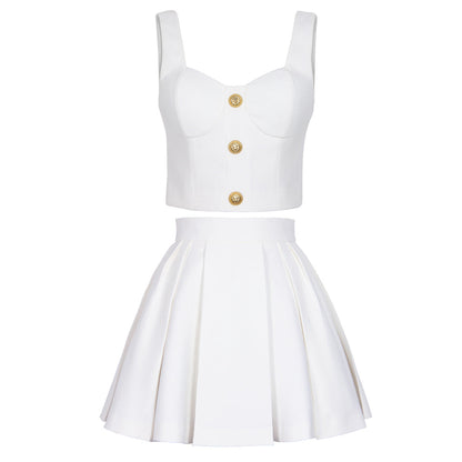 Summer Suspenders Vest A line Skirt Skirt Subnet Red Skirt Outfit Women