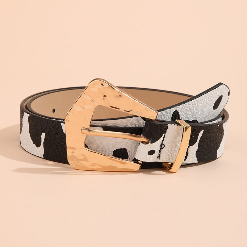Vintage Animal Print Square Buckle Belt