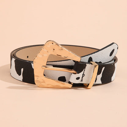 Vintage Animal Print Square Buckle Belt