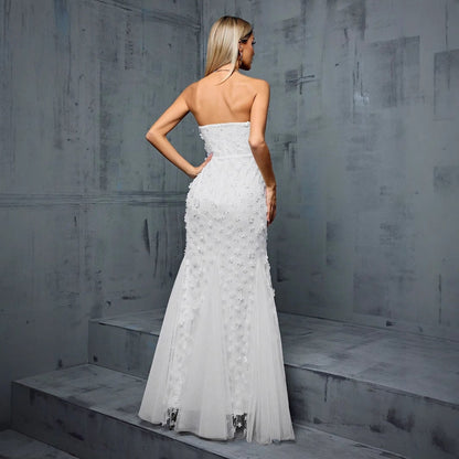 Tube Top Evening Dress V neck Fishtail Gauzy Gown Cocktail Party Annual Party Little Dress