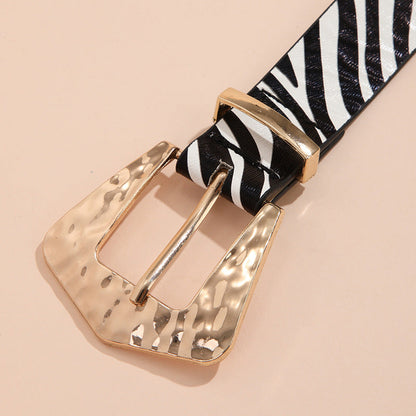 Vintage Animal Print Square Buckle Belt