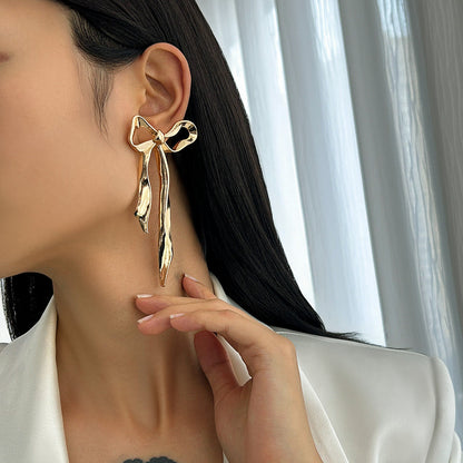 Liquid Irregular Ruched Bow Earrings