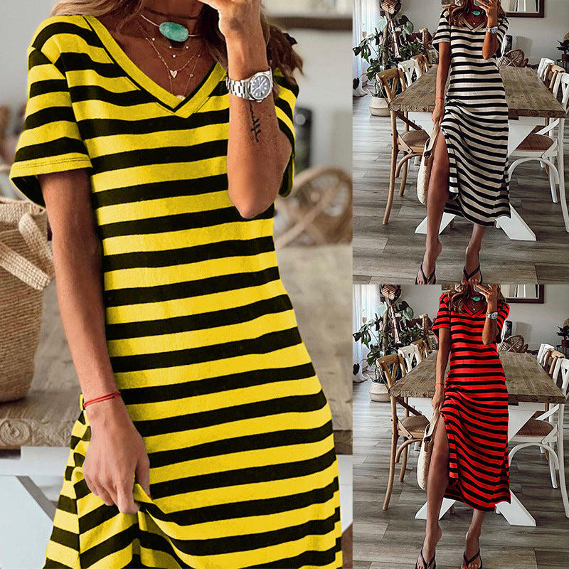 Summer Best Women Clothes Slit Loose Printed Dress