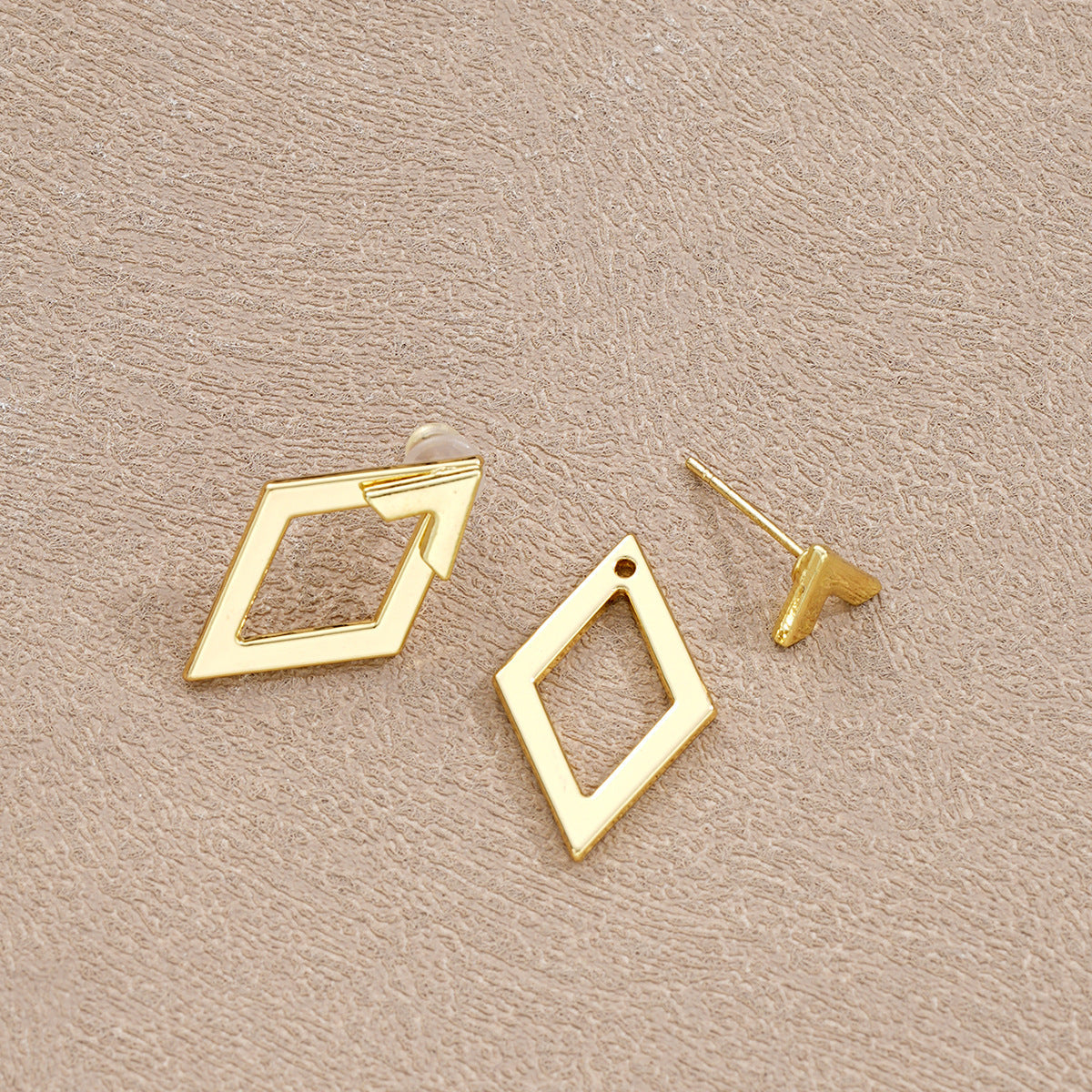 Geometric Double Layer Diamond Earrings