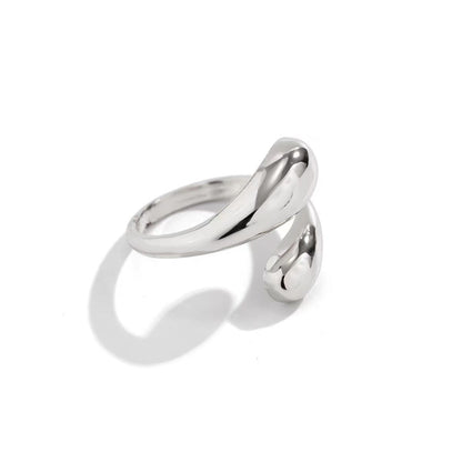 Glossy Teardrop Adjustable Open Wrap Ring