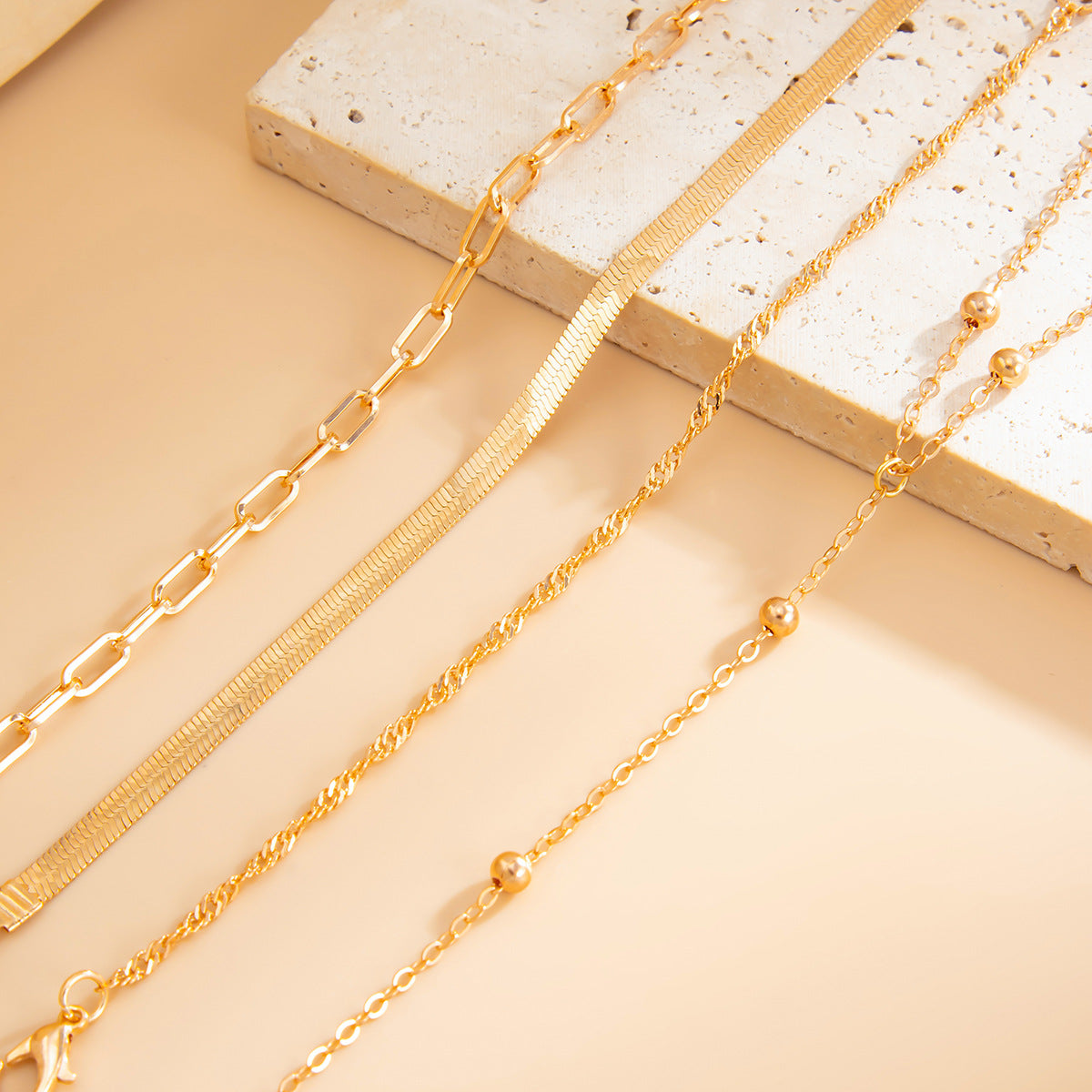 Layered Serpentine Chain Finger Bracelets