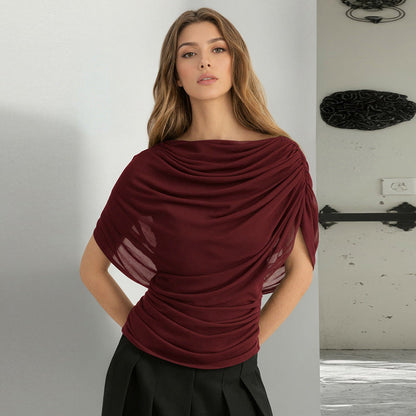 Scarf Neck Draped Sleeveless Bodycon Cropped Tee