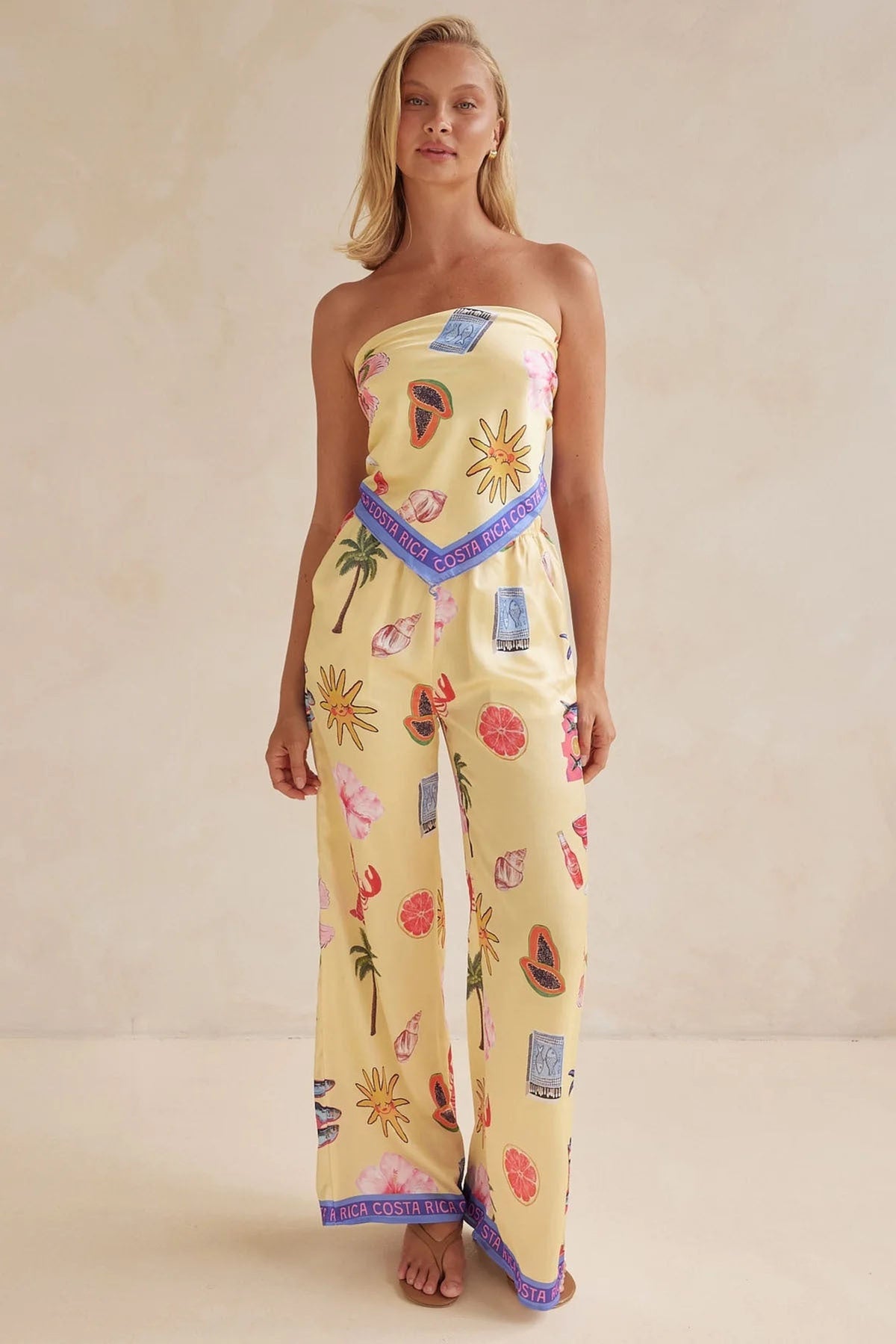 Summer Positioning Sexy Print Tube Top Wide Leg Two Piece Sets