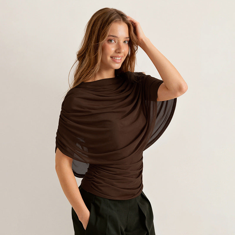Scarf Neck Draped Sleeveless Bodycon Cropped Tee