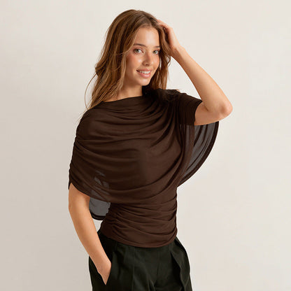 Scarf Neck Draped Sleeveless Bodycon Cropped Tee
