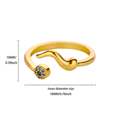 Wavy Evil Eye Open Geometric Zirconia Ring