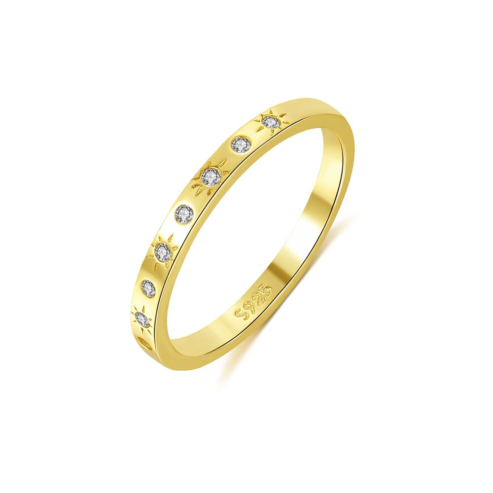 Sterling Silver Square Geometric Zirconia Ring
