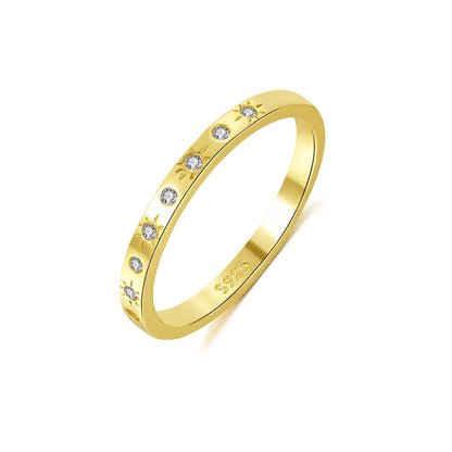 Sterling Silver Square Geometric Zirconia Ring