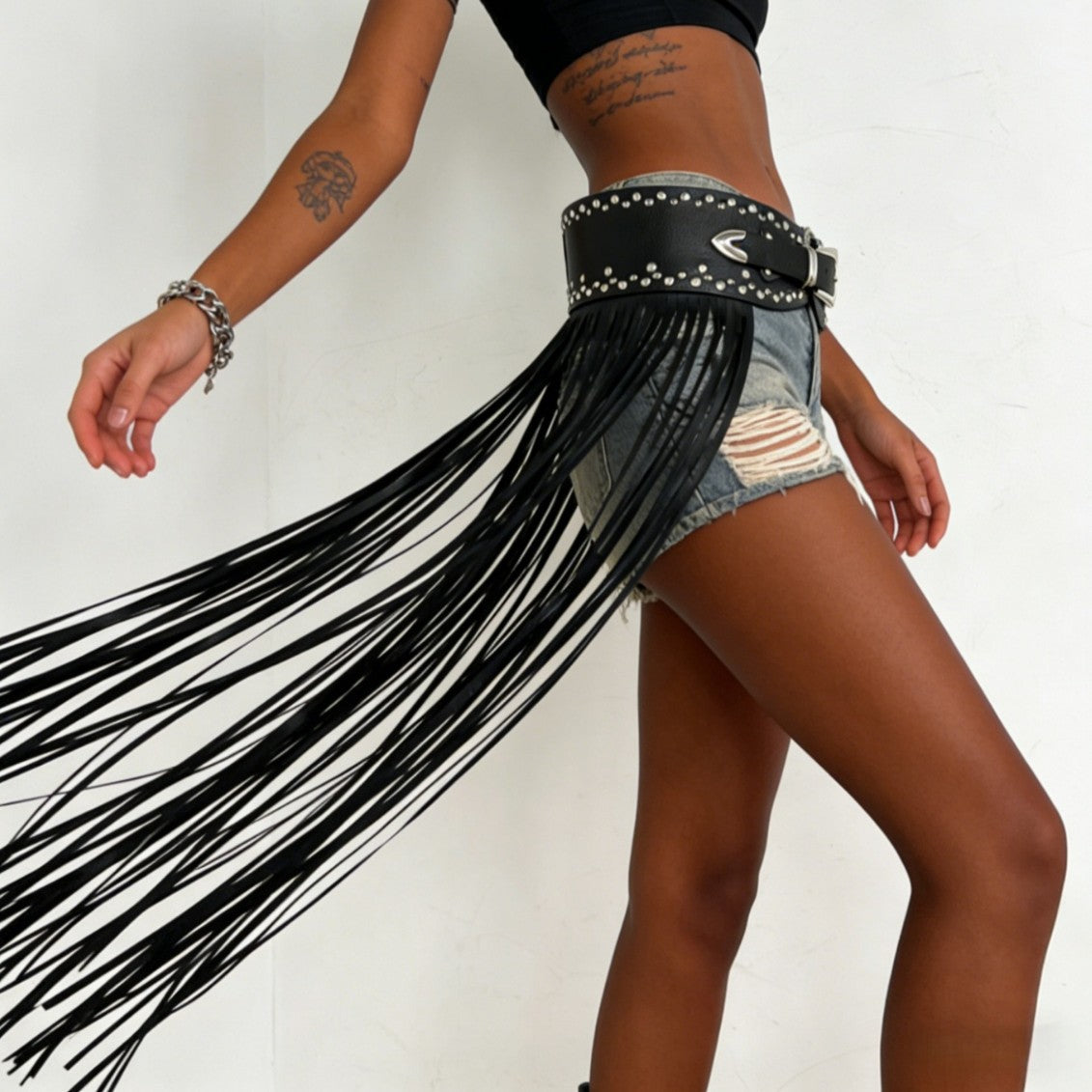 Y2K Punk Tassel Rivet Alloy Buckle Belt