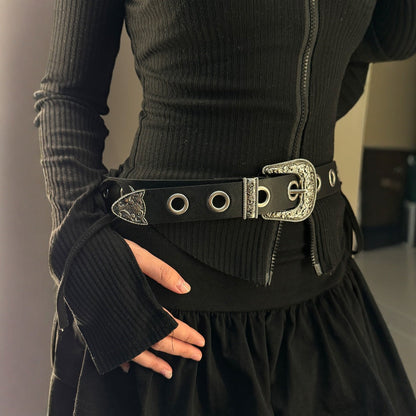 Vintage Engraved Buckle Wide Belt