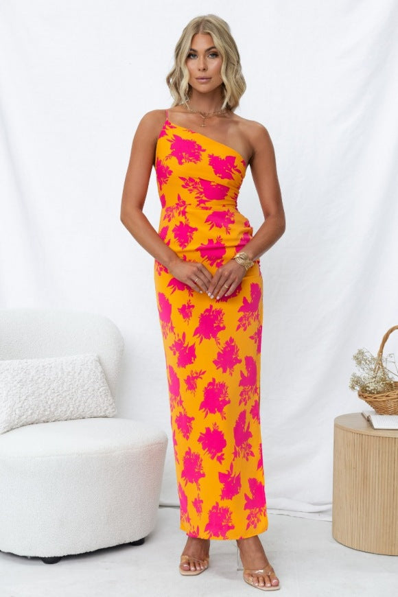 Summer Fashionable Elegant off Shoulder Tight Side Split Backless Dress