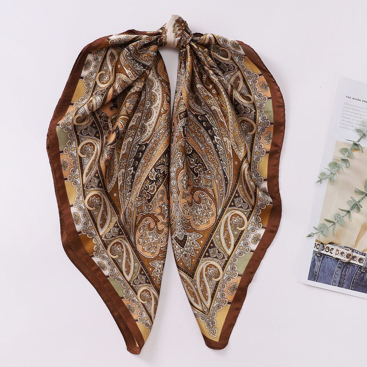 Elegant Paisley Square Shirt Neck Scarf