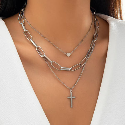 Multi Layer Cross Pendant Gothic Necklace
