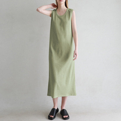 Sleeveless Dress French Waffle Texture Skin Friendly Vest Dress Simple Thin A line Maxi Dress Women Clothing