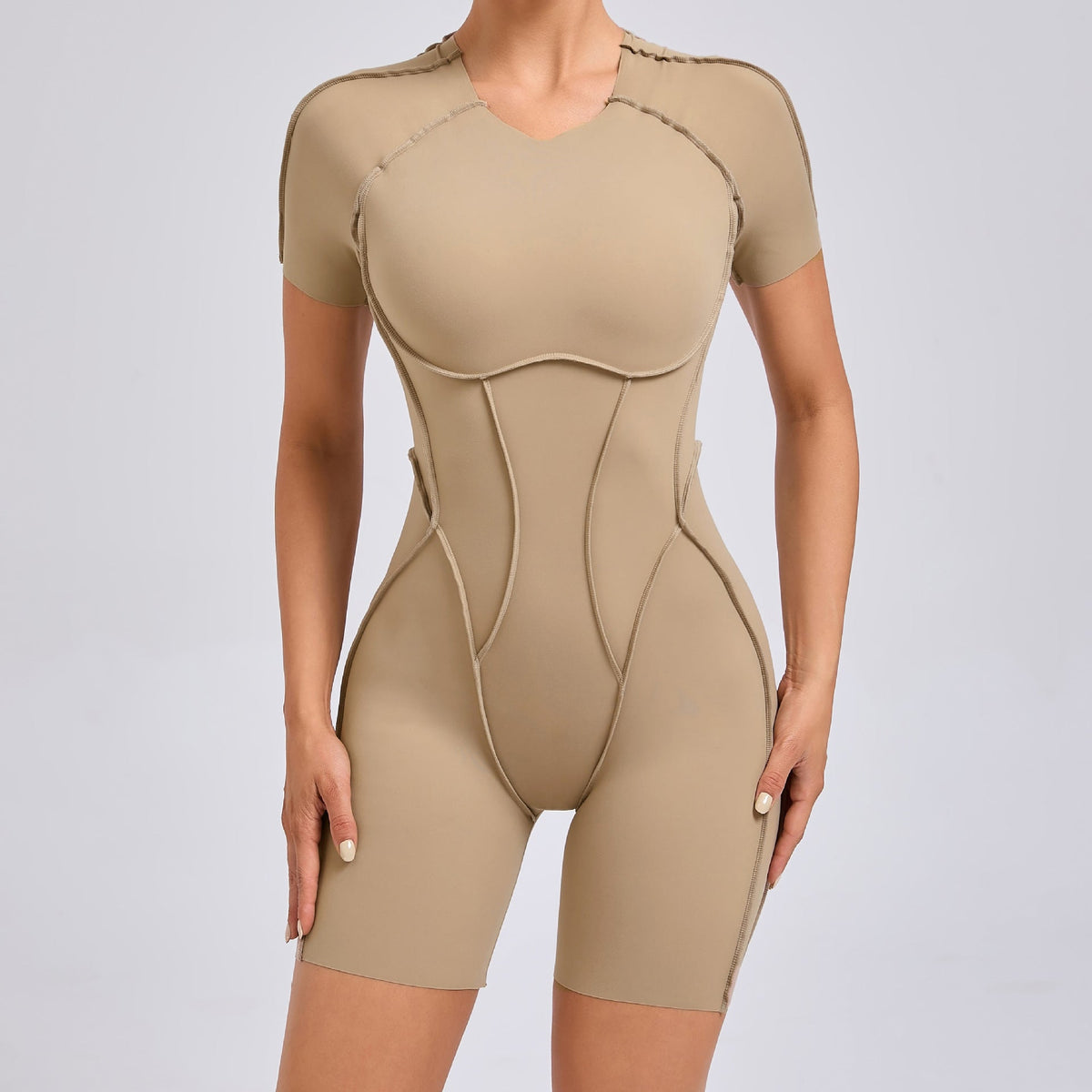 Three Dimensional Beauty Sports Yoga Jumpsuit One Piece Tight Short Sleeve Hollow Out Cutout out Beauty Back Jumpsuit Women Fitness Clothes