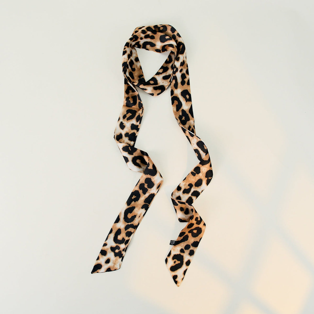 Leopard Print Skinny Long Neck Tie Ribbon Scarf