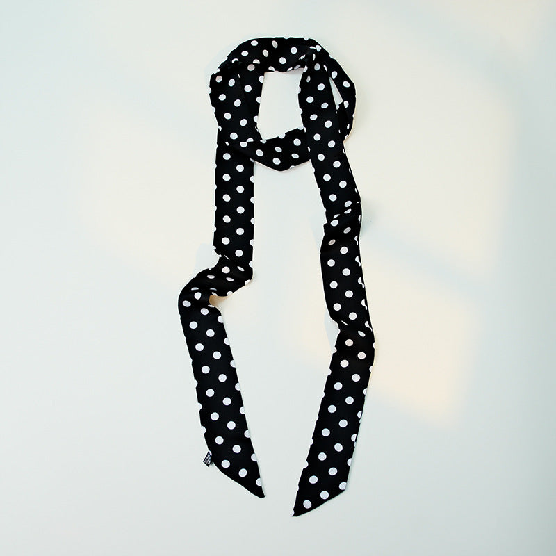 Polka Dot Long Thin Neck Bag Wrap Scarf