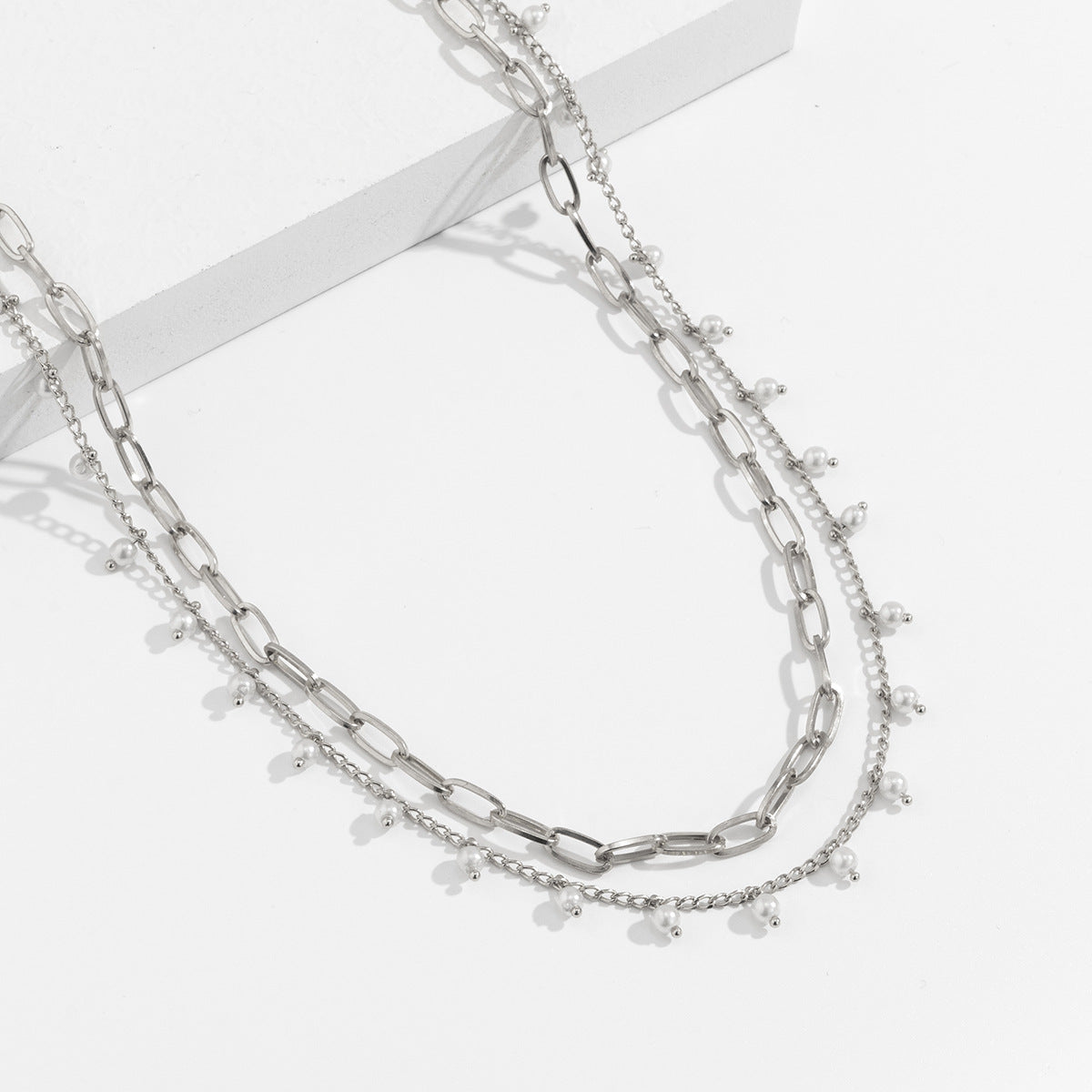 Faux Pearl Tassel Double Layer Cross Waist Chain