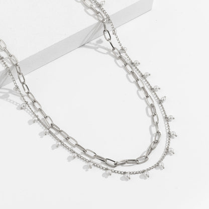 Faux Pearl Tassel Double Layer Cross Waist Chain