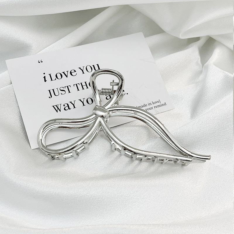 Premium Bow Metallic Large Hair Claw