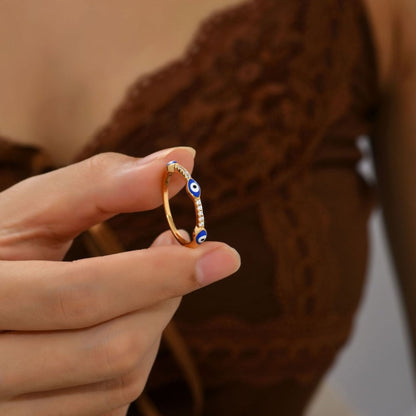 Minimalist Evil Eye Gold Plated Ring