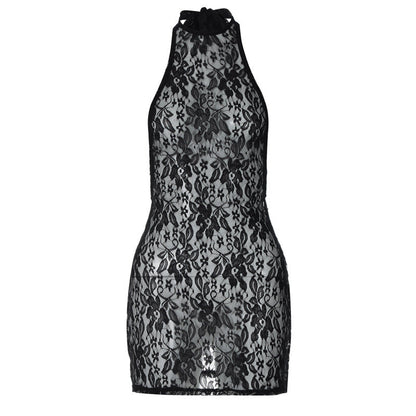 Floral Lace Halter Tie Backless Side Cut Out Mini Dress