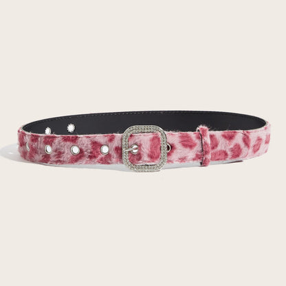Leopard Soft Fabric Faux Fur Wide Belt