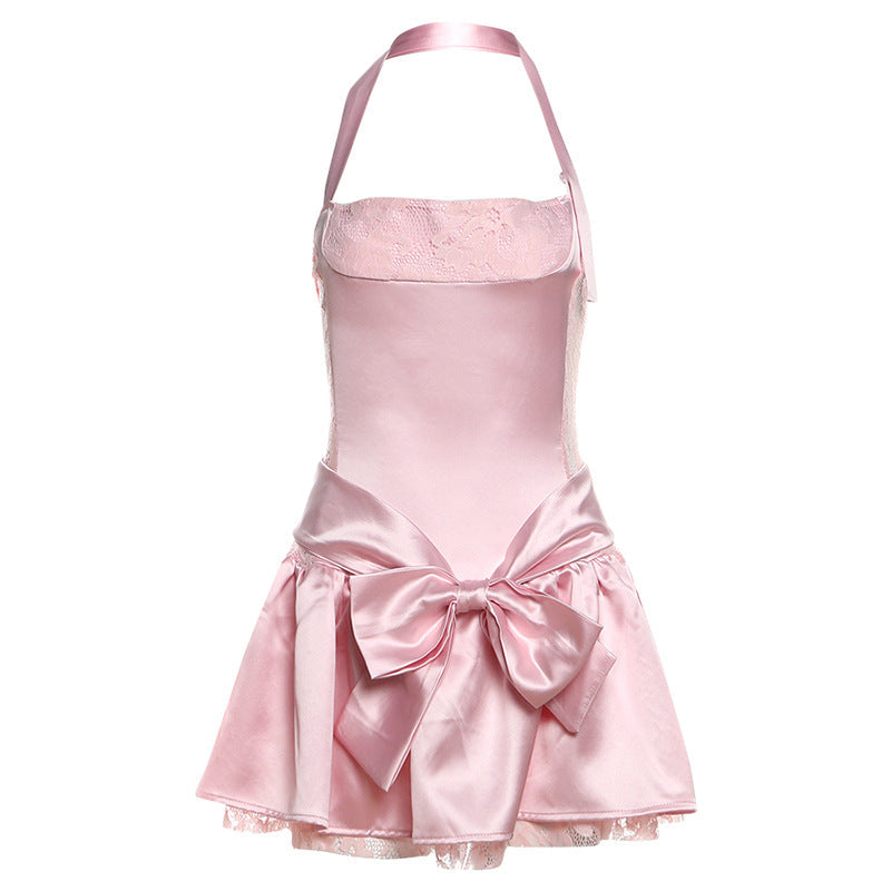 Summer Women Clothing Sexy Bow Halter Backless Slim Dress Women