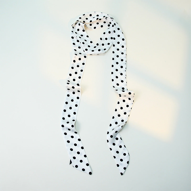 Polka Dot Long Thin Neck Bag Wrap Scarf