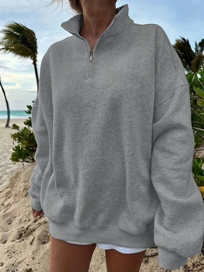 Sweatshirt Outdoor Autumn Winter Casual Loose Long Sleeve Sweatershirt Half Zipper Ladies