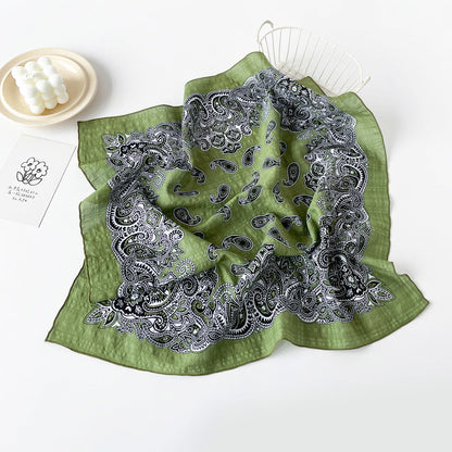 Cotton Paisley Print Square Head Neck Scarf