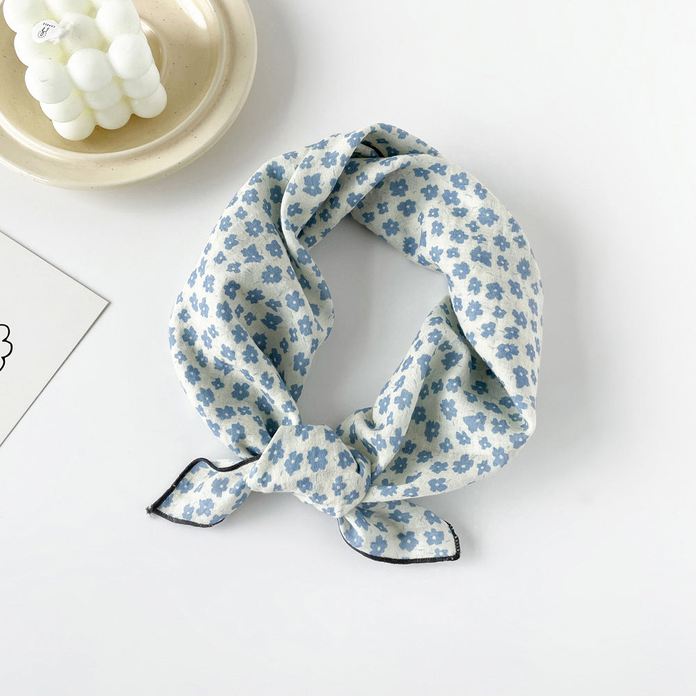 Cotton Floral Print Square Head Neck Scarf