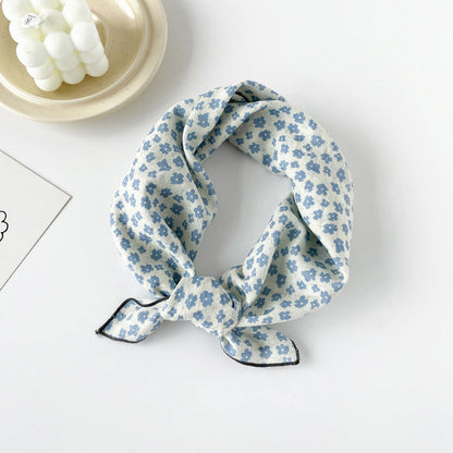 Cotton Floral Print Square Head Neck Scarf