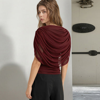 Scarf Neck Draped Sleeveless Bodycon Cropped Tee