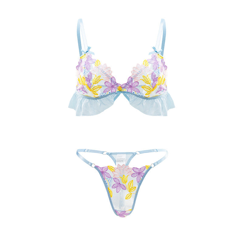Summer Colorful Sweet Bra Set Thin Sponge Free Wireless Women Underwear Two Piece Set