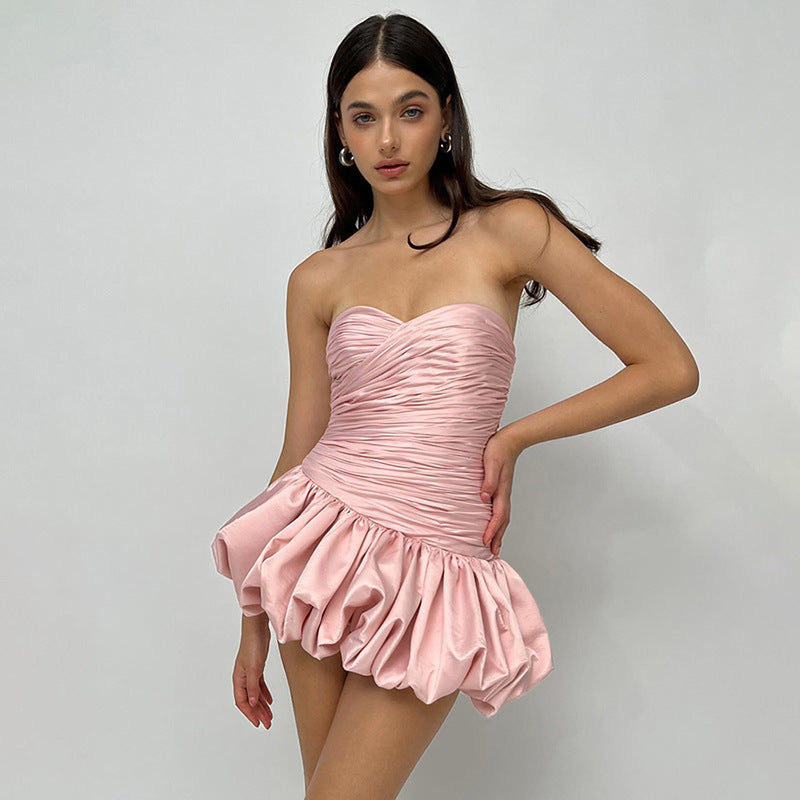 Women Clothing Summer Collection Graceful Fashionable Sexy Tube Top Backless Bud Dress