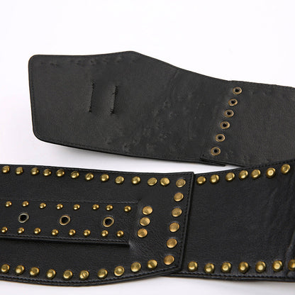 Vintage Studded Grommet Oversized Waist Belt