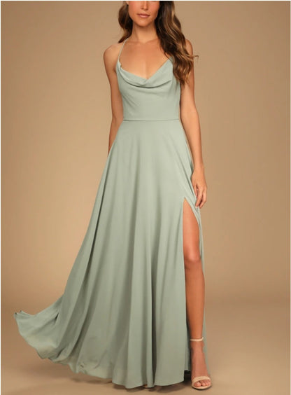 Sexy Halter Backless Maxi Formal Dress