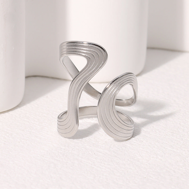 Geometric Stainless Steel Band Vintage Design Ring