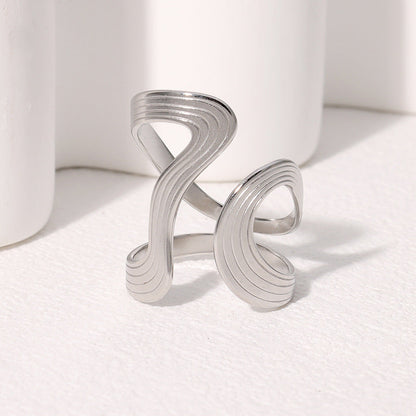 Geometric Stainless Steel Band Vintage Design Ring