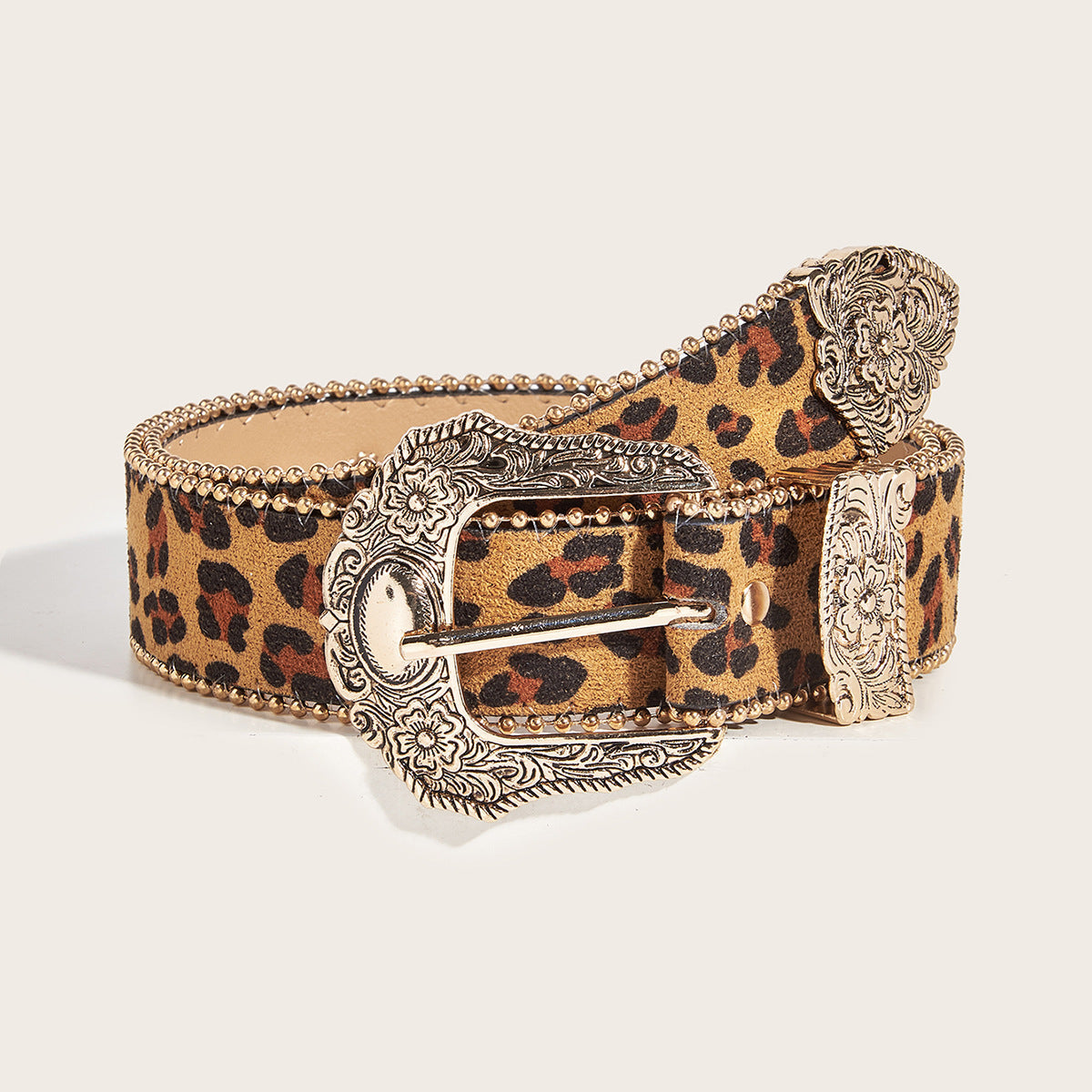 Vintage Animal Print Statement Buckle Belt