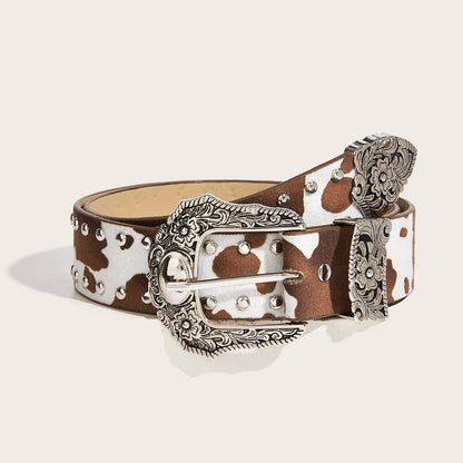 Retro Cow Print Chic Statement Belt