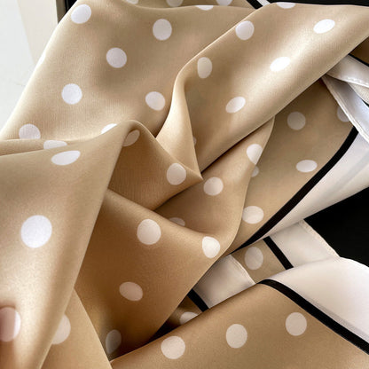 Polka Dot Square Neck Ribbon Head Scarf